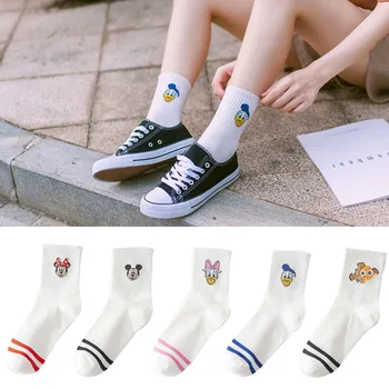 5 Parova/lot Korejski Stil Ženske čarape Crtani Životinja Kawai miš čarape Pamuk slatka Bijela Boja je Duga Čarapa Svakodnevne vesela zabava čarape