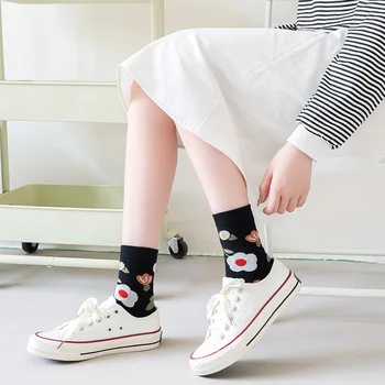 Japanski stil slatka cvijet čarape kawaii calcetines za žene mujer chaussette femme skarpetki dame bombona sretan pamuk duga čarapa