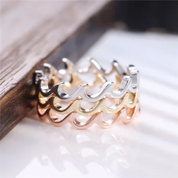 Huitan Trendi Ženski prsten s океанскими valovima Uglađeni dizajn Prsten na prst Za žene Nakit poklon za djevojke veleprodaja Дропшиппинг