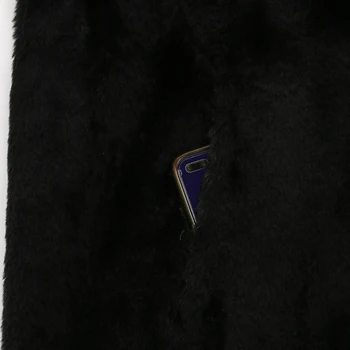 Нерадзурри Zima duga bijelo crno toplo paperjast kaput od umjetnog krzna Za žene s dugim rukavima Zonu lapels Moderan korejski moda bez gumbe
