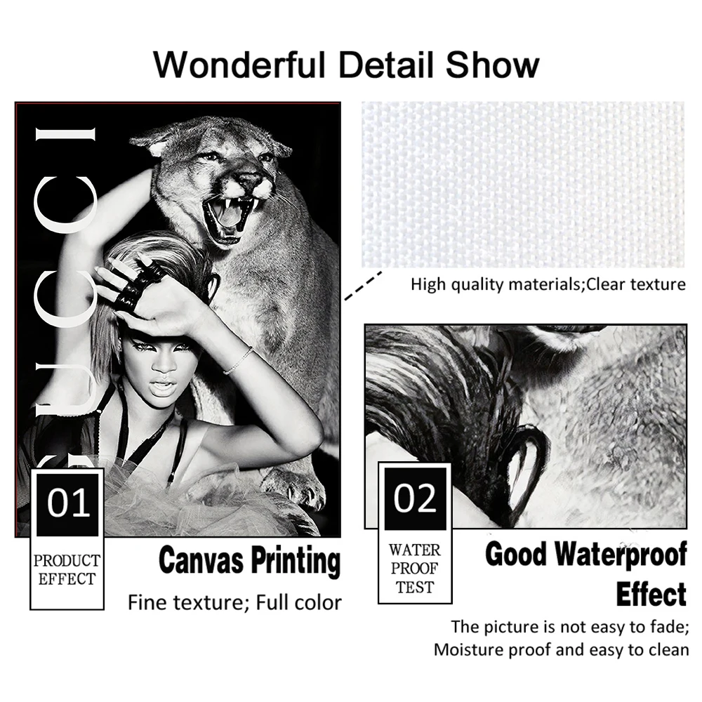 Crno - bijeli Prozor Djevojka Plakat Moda Luksuzni Brand Logo Slika Životinja Citat Platnu Slikarstvo Zidni Umjetničke Slike unutrašnjosti Slika  1