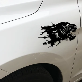 Automobilska oznaka s glavom Tigra, OFK Zanimljiv Dizajn-Simulacija Vinil Naljepnica Crna/Srebrna 16,7 cm*10 cm