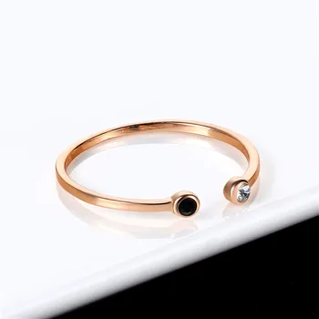 CC Otvoreni Prsten Za žene Modni Jednostavan Kubni Cirkonij Crni i bijeli Dijamant u Boji Ružičastog zlata Zaručnički Prsten Izravna dostava CC1553