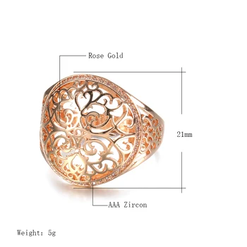 SYOUJYO Luksuzni Fin Velike, Šuplje Prsten Za žene Sjajna 585 Rose Gold Prirodni Cirkon Vintage Nakit za ruke Pokloni za nju