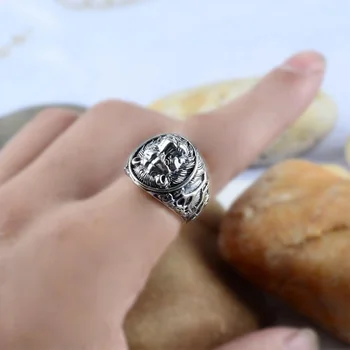 Čvrsto Srebro 925 sterling Muški prsten sa Lavom Berba Steampunk Klasicni Biciklistički prsten za muškarce Drveće Jelena ugraviranim Muški nakit