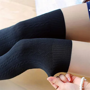 YGYEEG 2020 Zimske meke pamučne čarape iznad koljena Čarape 7 Boja Čvrste seksualne Debela i topla Twist Čarape za žene Mediji