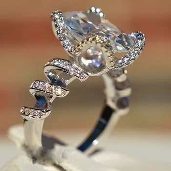 I & FDLK Trendi ženski prsten Vintage Twist Bijeli Cirkon Prsten Za žene Pribor Godišnjice Zaruka Svadbeni Nakit Poklon
