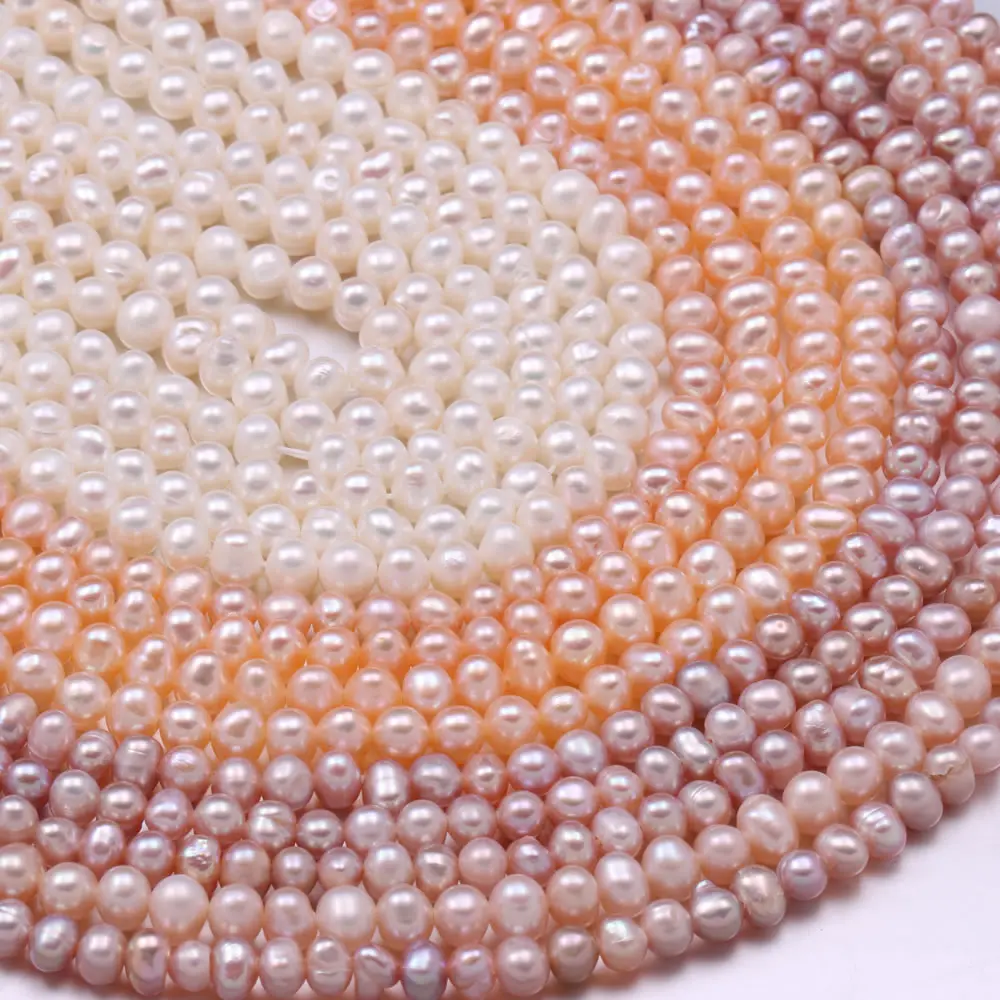 Prirodni Biseri Pravi Slatkovodni biseri, Perle, u Baroknom stilu Slobodne Razuporne perle za izradu nakita DIY Narukvica Pribor za vrat 3-4 mm Slika  1