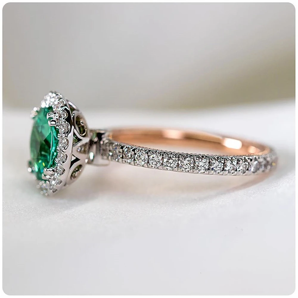 Huitan Nova Moda Luksuzni Solitaire Zeleni Cirkon Donje prsten za vjenčanje Boje Elegantan ženski večernjim prsten za stranke Nakit Slika  0