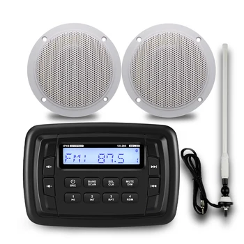 Morski Bluetooth Stereo Radio, Audio vodootporan Auto MP3 player + 1 par 4-inčni Vanjski Zvučnici + Morska Antena Za Brod ATV UTV