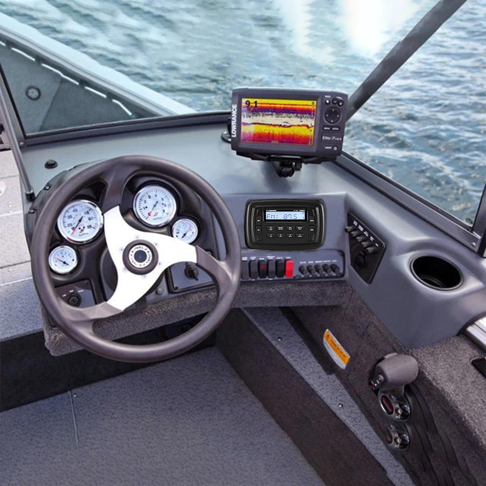 Morski Bluetooth Stereo Radio, Audio vodootporan Auto MP3 player + 1 par 4-inčni Vanjski Zvučnici + Morska Antena Za Brod ATV UTV Slika  5