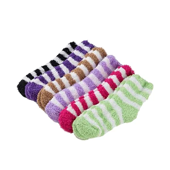 Blagi poklon paul Dama Zimske Kućni Ženska posteljina čarape na pruge Mekane tople zimske debeli karamela boje Svakodnevne čarape