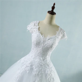 ZJ9085 držači bijele svadbene haljine boje slonovače s kratkih rukava-kapicom 2019 2020 za djeveruša vjenčanica Vintage plus size maxi kupca