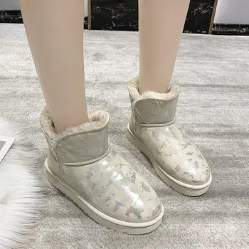 Lucyever 2021 Nove debeli plišani zimske cipele za žene, pohranjuju toplinu Vodootporan zimske cipele s po cijeloj površini za žene na platformi sa pamučnom postavom