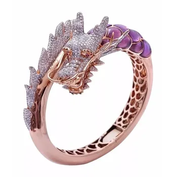 WUKALO Jedinstveni Stil Ženski Zmaj je Životinja Prsten od 18-karatnog Rose Gold Zaručnički Prsten Vintage Zaručnički Prsten Prsten Za žene