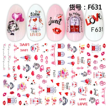 Ljubav Poljubac Crveno Srce Crvene Usne Valentinovo 3D Ljepljive Aplicirano Za nail art Naljepnice za nokte za Vjenčanje Dekoracije Noktiju Alati za nokte