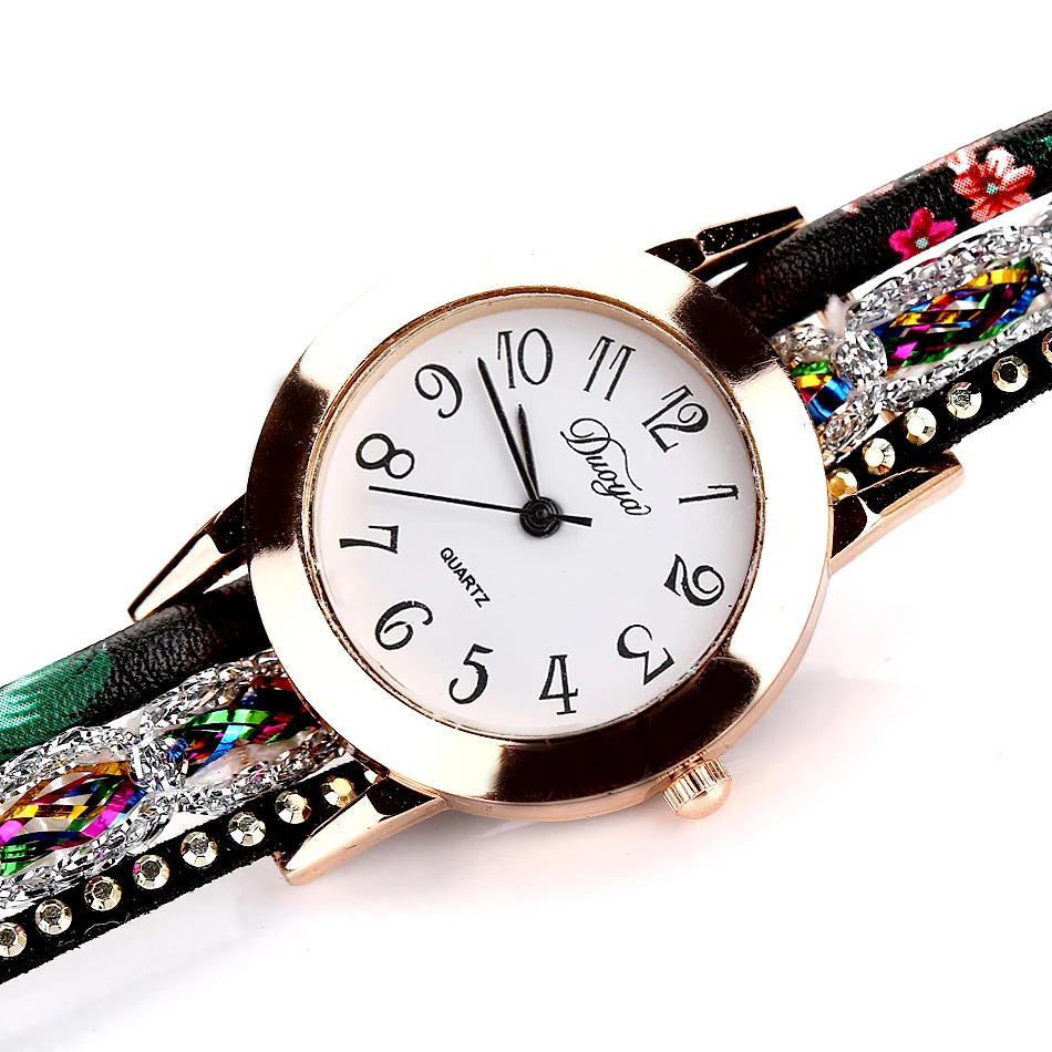 Ženski luksuzni rhinestones Duge kožne sat-narukvica Trendi ženski satovi satovi za saat relogio feminino reloj mujer Slika  5