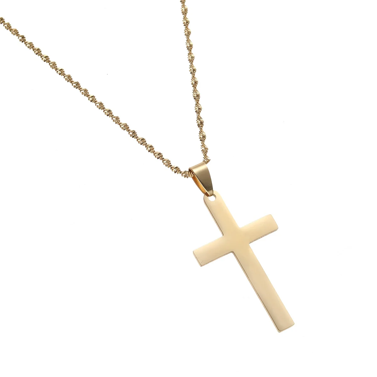 Kršćanski Križ Muške, ženske Ogrlice s privjescima Od Nehrđajućeg Čelika Zlatne Boje s Dugim Lancem Ogrlica Nakit Slika  3