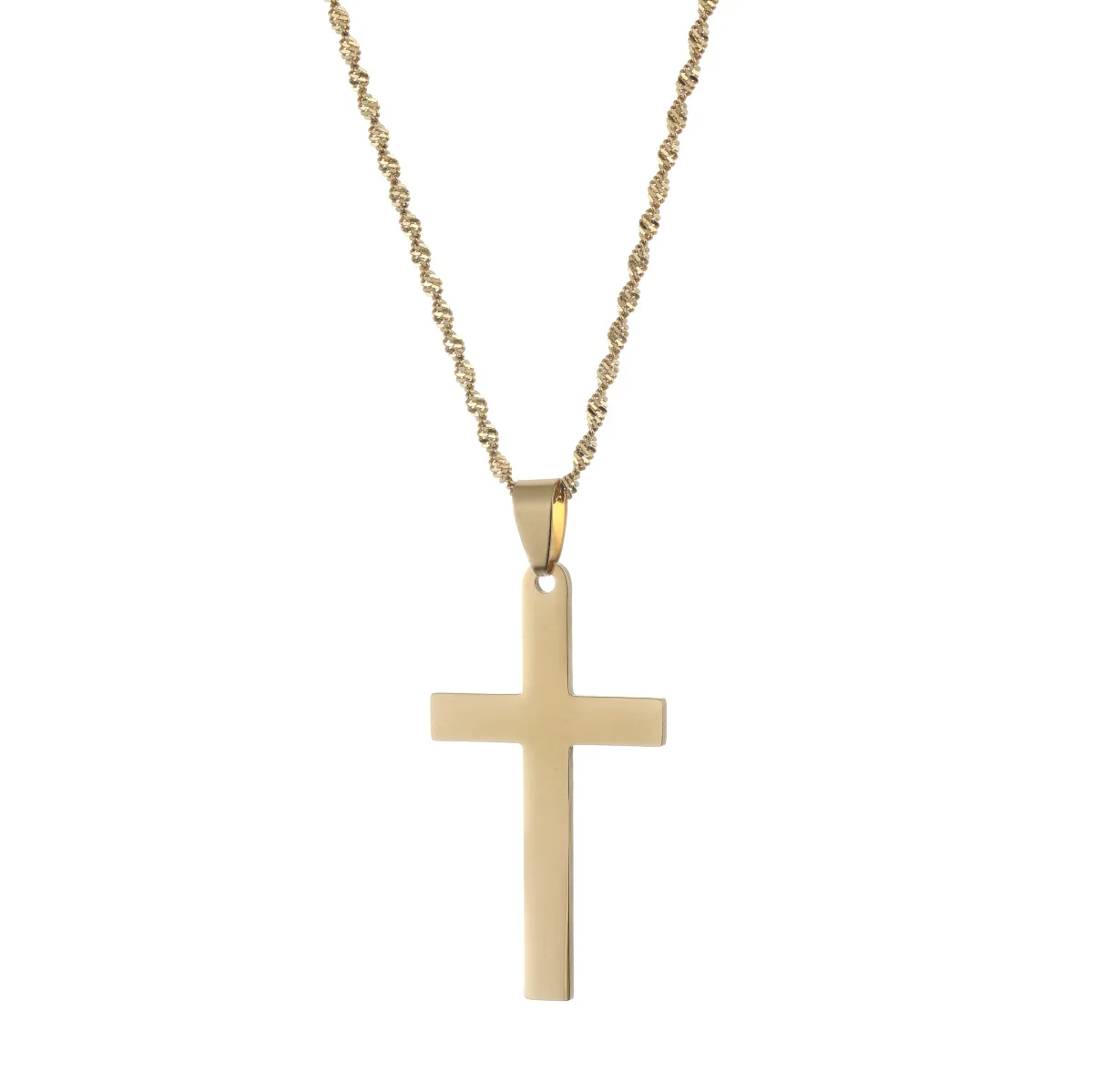 Kršćanski Križ Muške, ženske Ogrlice s privjescima Od Nehrđajućeg Čelika Zlatne Boje s Dugim Lancem Ogrlica Nakit Slika  4