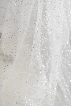Najnoviji Dizajn slonovače Bijelog Tila sa šljokicama cvjetne čipke Tkanina Za Vjenčanje Večernjih Haljina Šivanje Obrt Nova Moda