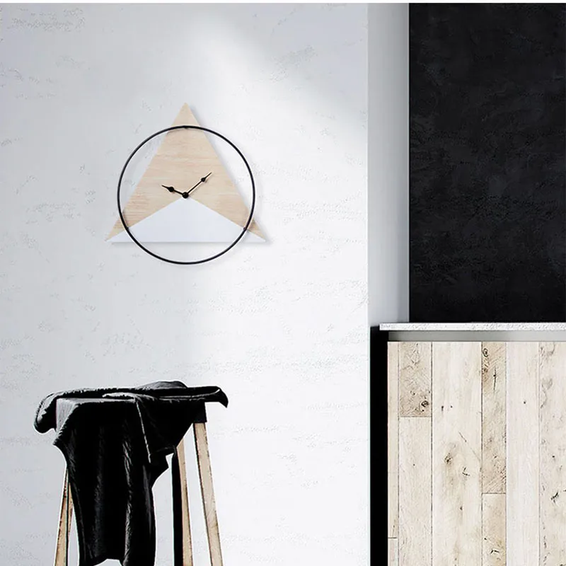 Kreativna Zidni sat u Skandinavskom stilu sat zidni Kućni ukras i Jednostavna Moda Dnevni boravak Individualnost Drvene Umjetničke Sat Slika  1