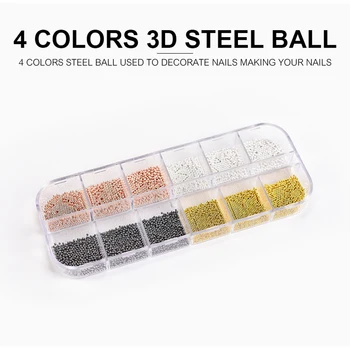 Perle od kavijara Perle od nehrđajućeg čelika Ukrasi za nokte Rose Gold Siva Bijela 1 mm 1,2 mm 1,5 mm 3D Dizajn lopte za nastavci za gel-laka
