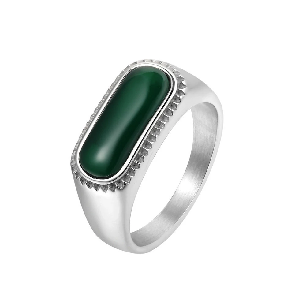 Zelena Cool Punk Trenutno se nalazi crveni prsten od nehrđajućeg čelika 316L Za muškarce i žene velike kristalno kamenje Prstena za prste za muškarce Готическое lijevanje prsten Slika  2
