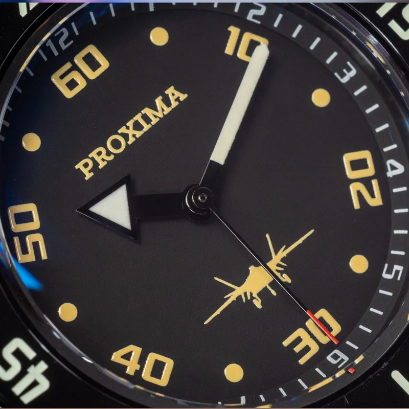 Proxima PX1683 Muški satovi za ronjenje candy Bar Crna Pilot Sport Mehanički sat 30ATM 300 m Vodootporan Sat od kristala stakla Slika  4