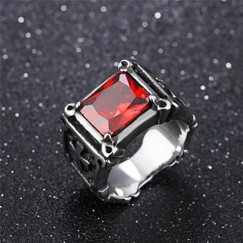 SHDEDE Moderan Prstenovi Od nehrđajućeg Čelika Za muškarce Mens Berba Punk-prsten s Križem Nakit Crvena Crna Crystal Pribor Pokloni-O470