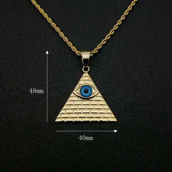 Egipatska Piramida Očiju Privjesak Ogrlicu Zlatnu Boju Poliranog U Krugu Od Nehrđajućeg Čelika Drevni Egipat Hip-Hop Nakit Дропшиппинг