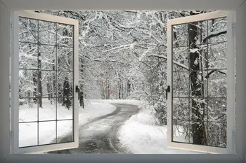 18 stilu Odaberite Prozor Noći Snježne Planine Art Film s po cijeloj površini Svila Poster za zid Dekor Vašeg Doma 24x36 cm