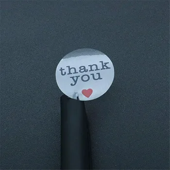 500 kom. u roli Prozirne okrugli hvala vam naljepnice dostavljanje naljepnica naljepnica u obliku omotnice s crvenim srcem Poklon kutija za pakiranje naljepnica pribadača