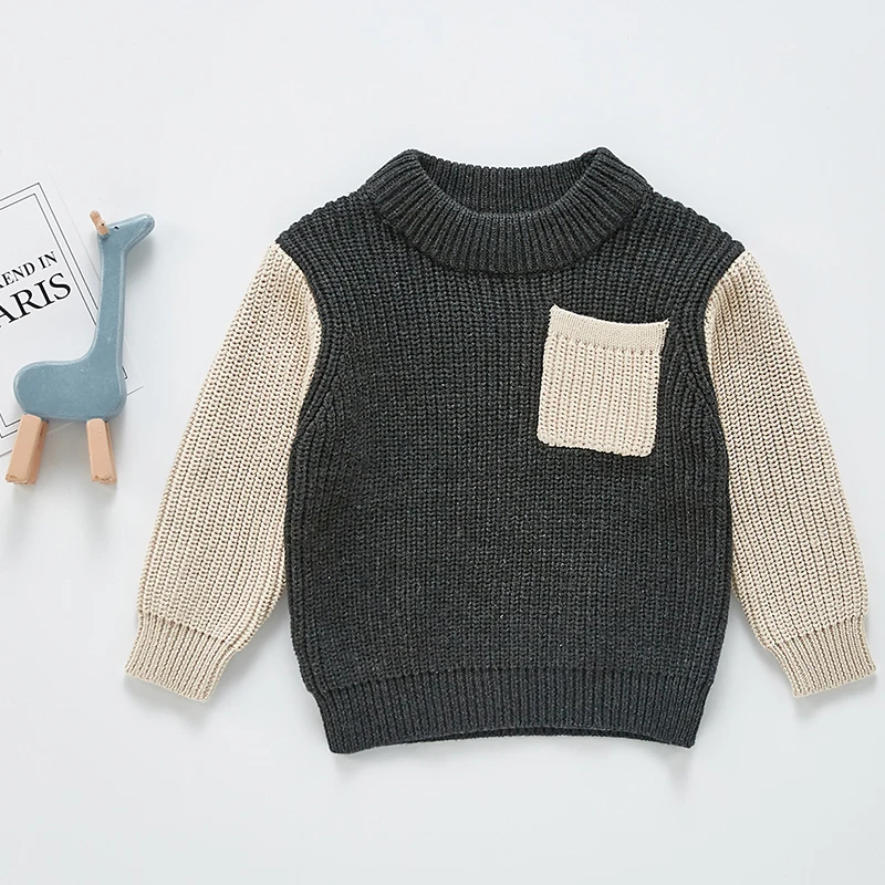 Jesen zima 2021 Džemper za male dječake Dječje вязаная odjeća Dječji pulover Kardigan za djecu u traku u europskoj američkom stilu Dječak Slika  2