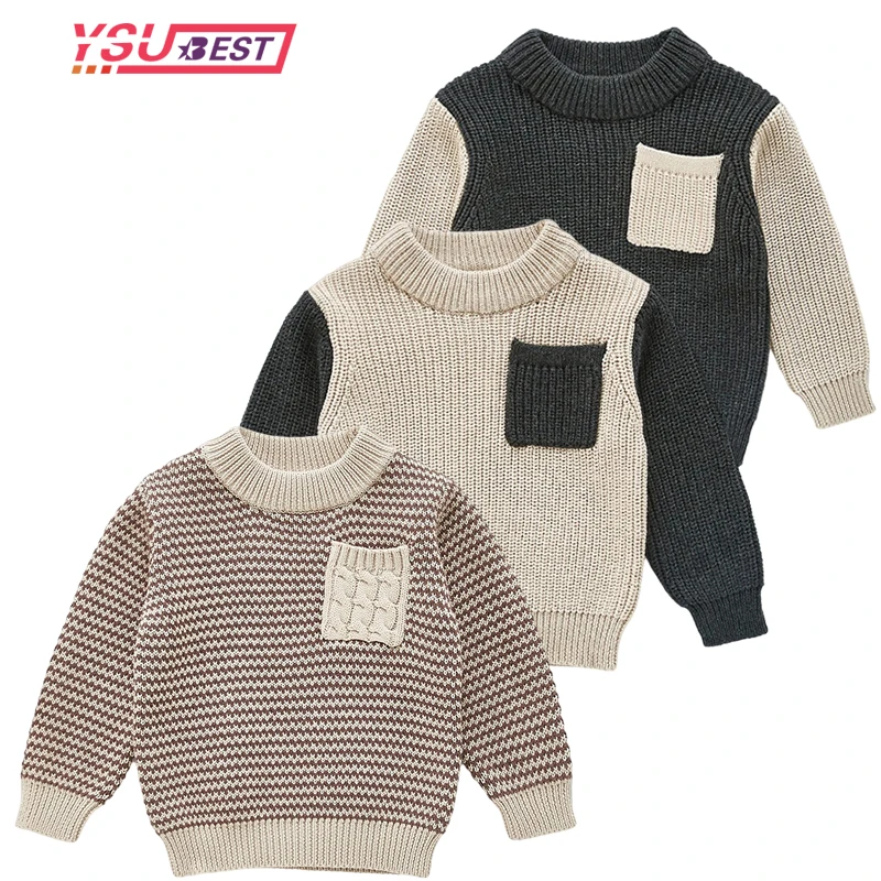 Jesen zima 2021 Džemper za male dječake Dječje вязаная odjeća Dječji pulover Kardigan za djecu u traku u europskoj američkom stilu Dječak Slika  5