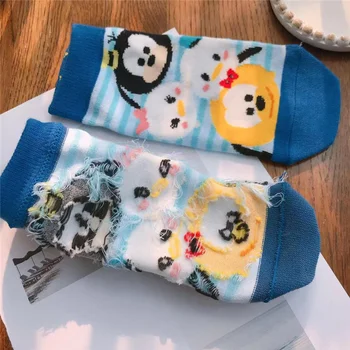 5 Parova/lot Ljetne čarape Kawaii Crtani Slatka Mickey Minnie Donald Duck Daisy Chipmunk Nevidljivi pamučne Čarape u korejskom stilu Za žene