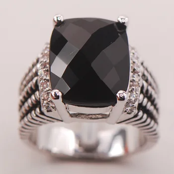 Crni Oniks Donje Prsten od 925 Sterling Srebra F777 Veličina 6 7 8 9 10