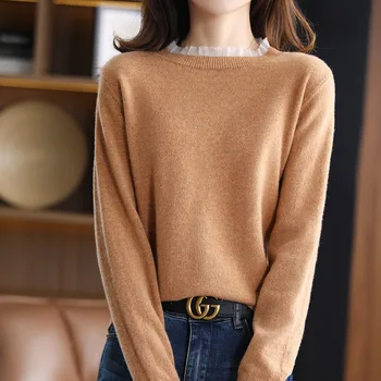 Čiste vune Ženski pulover okruglog izreza Casual pletene Plus Size Vrhovima Korejski modna ženska jakna Zimska Novi kašmir pulover