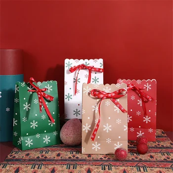 Božićne Kutije Čokolade Svečani Božićni Poklon Kutije Pahuljica Papirnatu vrećicu s Vrpcama Lagan Prijenosni Paket Za Pakiranje Čokolade i Keksa
