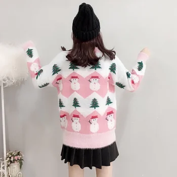 Snjegović Božićno drvce Veste sa po cijeloj površini Pulover okruglog izreza Korejski šik festivalski kardigan od umjetne mink kašmir ženski džemper