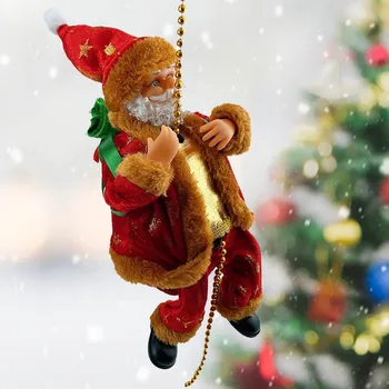 Djed Mraz Penjanje Perle Na Baterije Električni podizači Gore i dolje za Penjanje Santa sa Rasvjetom i glazbom Božićni ukras
