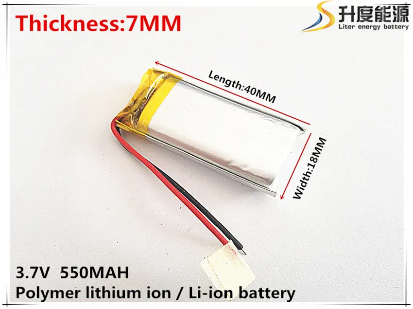 2 komada [SD] 3,7 v,550 mah,[701840] Polymer li-ion / li-ion baterija za IGRAČKE,BANKE HRANE,GPS,mp3,mp4,mobilni telefon,dinamika Slika  2
