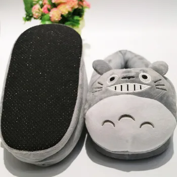 Siva Mačka Totoro Životinje Kawai Zimi Grije, Pamuk, Kucni sobni papuče Slatka Crtani par Soft soft đonovi cipele Nove