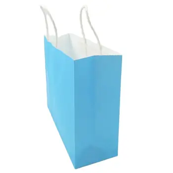100pc običaj logo otisnut eko jedni nebo-plava boja kraft-papirnate vrećice za kupovinu papira poklon paket vrhunske kvalitete u rasutom stanju