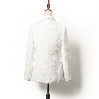 2020 Proljeće novo donje vune твидовое kaput s матросским ovratnik, elegantan, pun nježne bisera, ukrašen perlicama, Duga jakna, Dizajnerske postavke