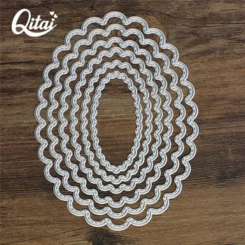 Ovalni krug Okvir QITAI 6 kom./compl. Metalne rezanje marke Ukrasne OBRTA za Scrapbooking Obrt Matrica za otiskivanje papirnatih kartica MD71