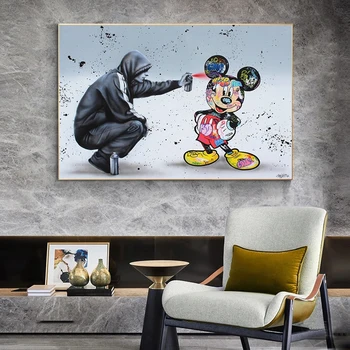 Disney Grafiti Ulične Umjetnosti Mickey Mouse Platnu Slikarstvo Grafika i plakata Zidni Umjetničke Slike za Uređenje Dječje Sobe Cuadros