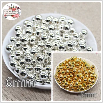 300 kom./lot 6 mm gold/silver boja okrugle Perle ABS Perle od smole Nakit Obrt