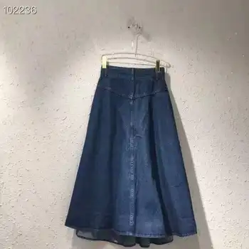 Kvalitetna Nova traper suknja 2021 Jesenski modni stil Za žene s visokim strukom zakovice Sprijeda na zakopčane Svakodnevni plava traper suknja Maxi