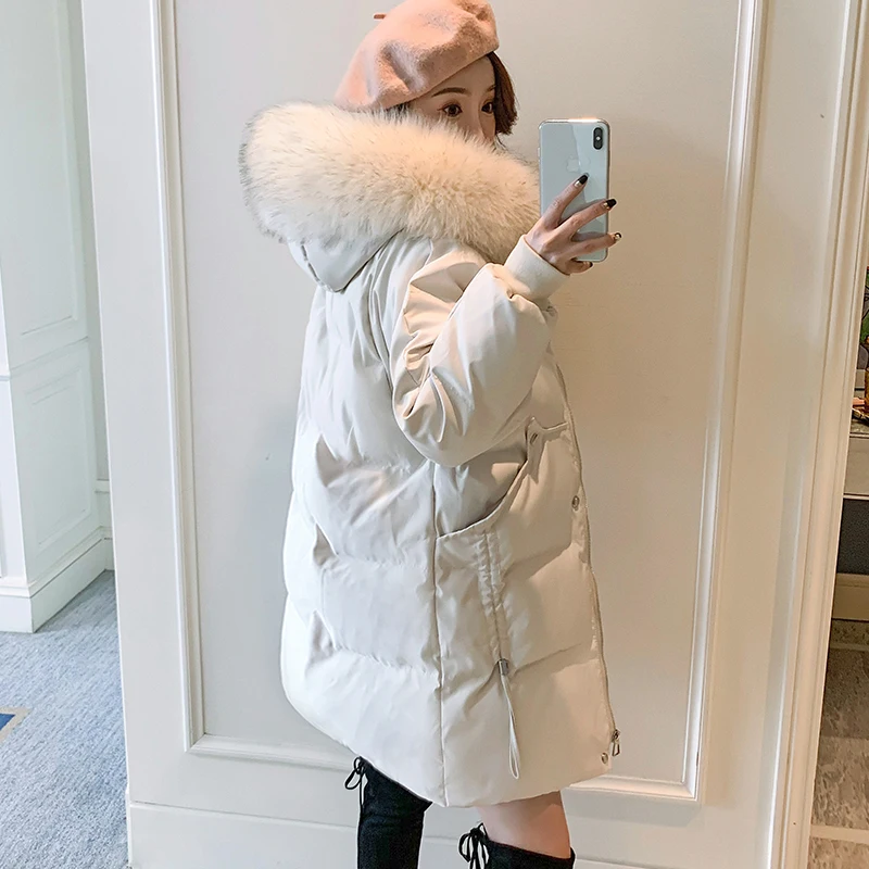 Dolje хлопковая parka u korejskom stilu, donje zimski kaput 2021 godine, Nova moda, Dugu Svakodnevni gusta topla ženska zimska jakna sa kapuljačom Slika  2