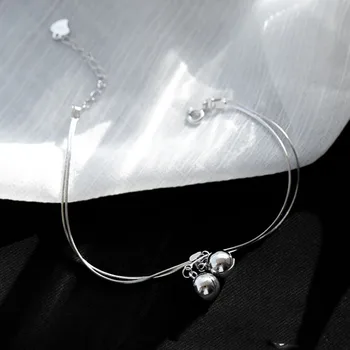 Mewanry Narukvice od 925 sterling srebra Novi trend Elegantne Kreativna Dvoslojni Zvona ručni rad Privjesak Večernje nakit Darove za djevojčice